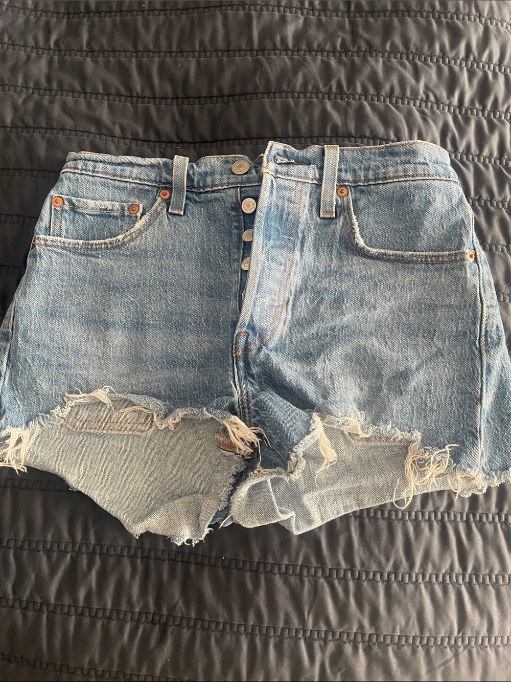 Levi's Light Blue Distressed Denim Cutoff Shorts